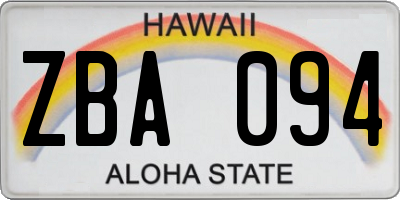 HI license plate ZBA094