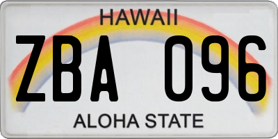 HI license plate ZBA096