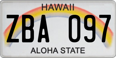 HI license plate ZBA097