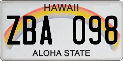 HI license plate ZBA098