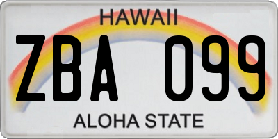 HI license plate ZBA099