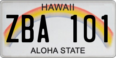HI license plate ZBA101