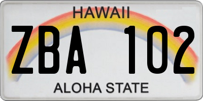 HI license plate ZBA102