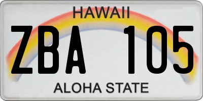 HI license plate ZBA105