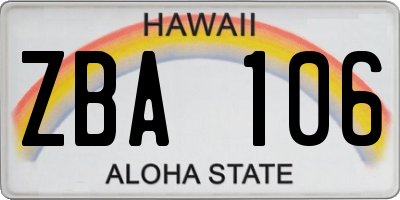 HI license plate ZBA106