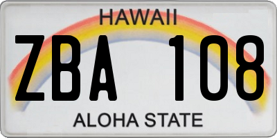 HI license plate ZBA108