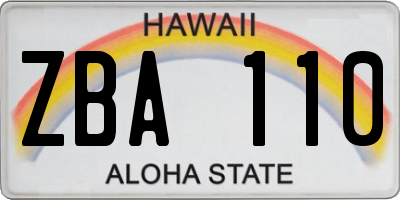 HI license plate ZBA110
