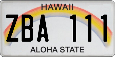 HI license plate ZBA111