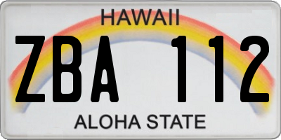 HI license plate ZBA112