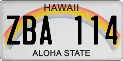 HI license plate ZBA114