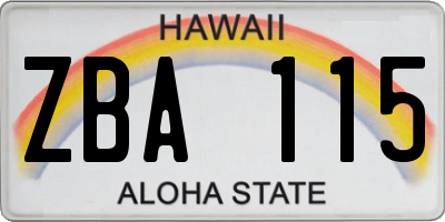 HI license plate ZBA115