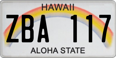 HI license plate ZBA117
