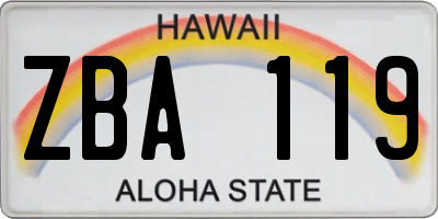 HI license plate ZBA119