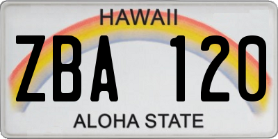 HI license plate ZBA120