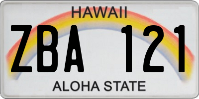 HI license plate ZBA121