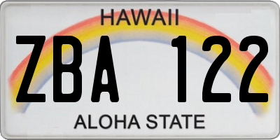 HI license plate ZBA122