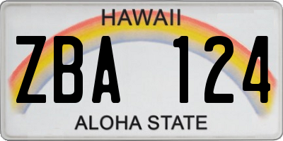 HI license plate ZBA124