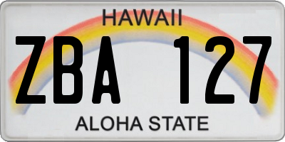 HI license plate ZBA127