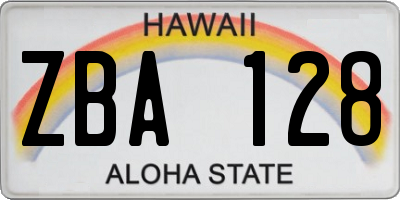 HI license plate ZBA128