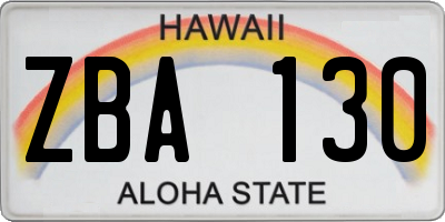 HI license plate ZBA130