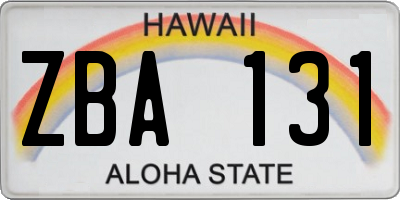 HI license plate ZBA131