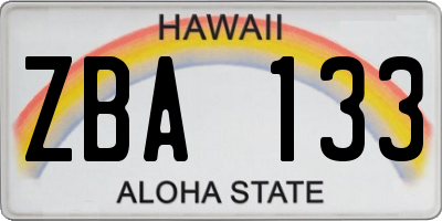 HI license plate ZBA133