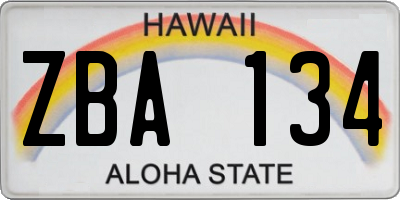HI license plate ZBA134