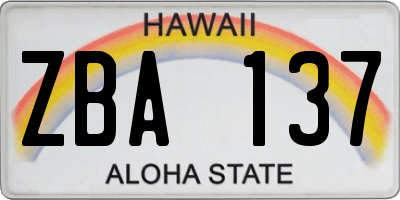 HI license plate ZBA137