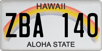 HI license plate ZBA140