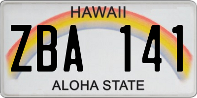 HI license plate ZBA141