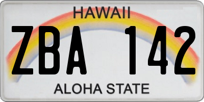 HI license plate ZBA142