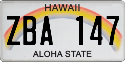HI license plate ZBA147