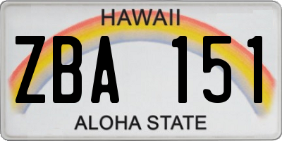 HI license plate ZBA151