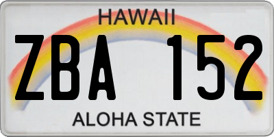 HI license plate ZBA152