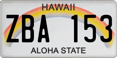 HI license plate ZBA153