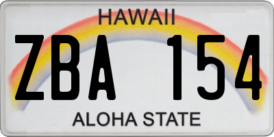 HI license plate ZBA154