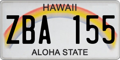 HI license plate ZBA155