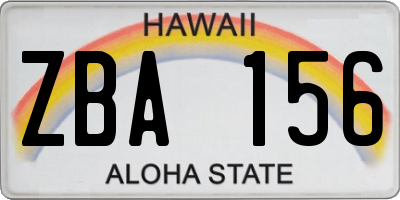 HI license plate ZBA156