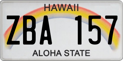 HI license plate ZBA157