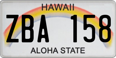 HI license plate ZBA158