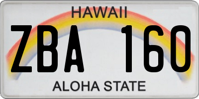 HI license plate ZBA160