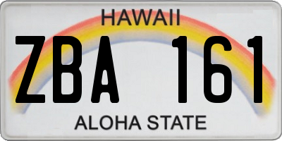 HI license plate ZBA161