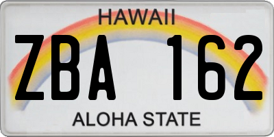 HI license plate ZBA162