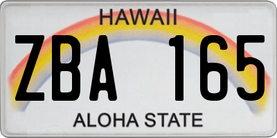 HI license plate ZBA165