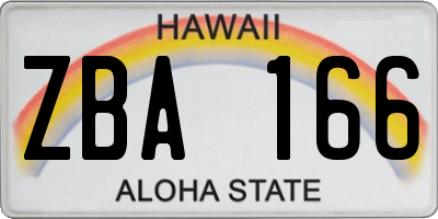 HI license plate ZBA166