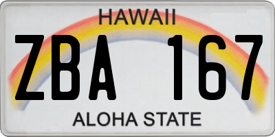 HI license plate ZBA167