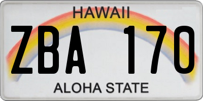 HI license plate ZBA170