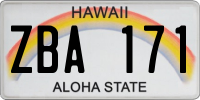 HI license plate ZBA171