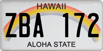 HI license plate ZBA172