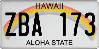 HI license plate ZBA173